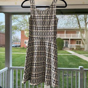 Navy and White Aztec Fit and Flare Dress